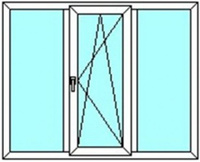 Окно пластиковое Proplex 3-х камерное 3-створчатое 1380*2100 мм, п/о