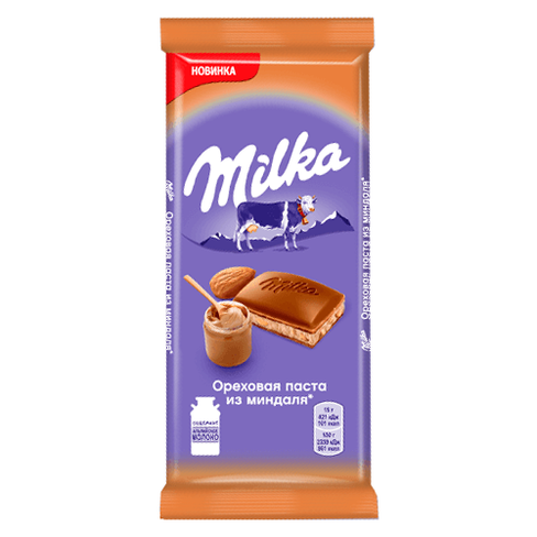Шоколад Milka молочныйореховый, миндальный, 85 г