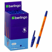 Ручка шариковая Berlingo "Tribase grip orange", 0,7 мм, грип, синяя