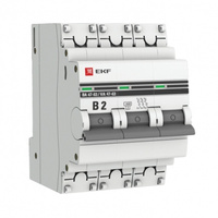 Автоматический выключатель EKF PROxima ВА 47-63 3Р 2А тип B 4,5 кА 400 В на DIN-рейку (mcb4763-3-02B-pro)