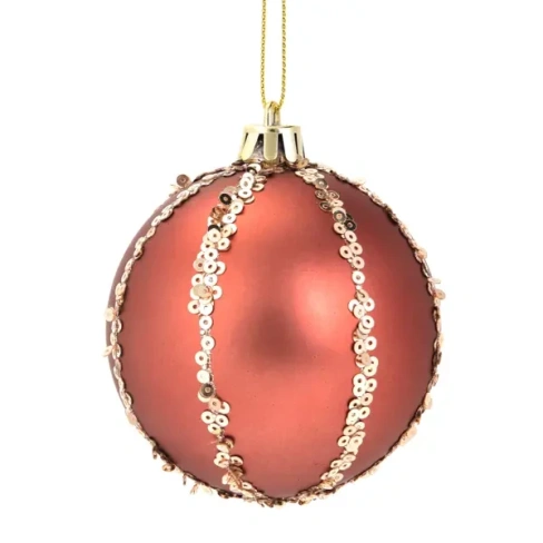 Елочное украшение Шар с узором из блесток Christmas ø7.8 см цвет розовый Без бренда None