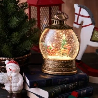 Фонарь декоративный Санта-Клаус на санях 2 светодиода 25.5 см цвет коричневый Без бренда None