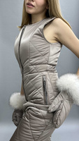 Женский полукомбинезон и короткая куртка с мехом песца вуаль - Брендированные лямки(резинка)