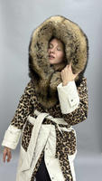 Длинная куртка зимняя до -35 градусов с большой меховой отделкой - Варежки с мехом