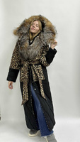 Длинная куртка Mona Lisa с мехом лисы кристал - Варежки с мехом