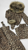 Леопардовый костюм для девочки с натуральным мехом енота, зима до -35 градусов