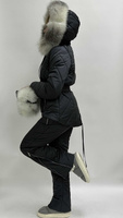 Зимний костюм куртка с мехом+штаны теплые в цвете графит - Косынка стеганая