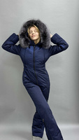 Темно-синий комбинезон с мехом с мехом блюфроста, зима до -35 градусов - Рюкзак