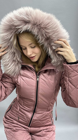 Зимний комбинезон женский с мехом енота, зима до -35 градусов - Рюкзак
