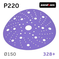 Круг шлифовальный Sandwox 328+ (Р220; 150мм) Purple Ceramic (multiholes) фиолетовый на липучке 328P.150.220.LC