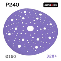 Круг шлифовальный Sandwox 328+ (Р240; 150мм) Purple Ceramic (multiholes) фиолетовый на липучке 328P.150.240.LC