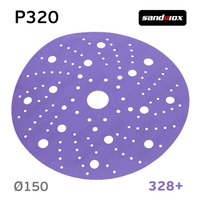 Круг шлифовальный Sandwox 328+ (Р320; 150мм) Purple Ceramic (multiholes) фиолетовый на липучке 328P.150.320.LC