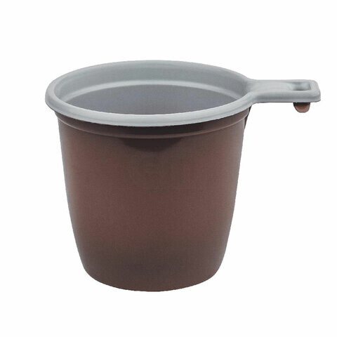 Чашка одноразовая для чая и кофе 200 мл Комплект 50 шт. пластик бело-коричневые 607601