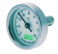 Термометр FAR биметалический (без фиксатора) для шаровых кранов, 0-120С