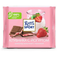 Упаковка 12 штук Шоколад Ritter Sport молочный клубника с йогуртом 100г Германия