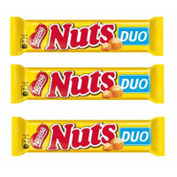 Батончик шоколадный, "Nuts Duo", с цельным фундуком, карамелью и нежной нугой, 66г 3 шт