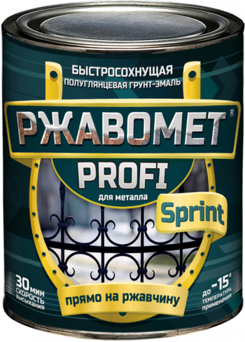 Грунт-эмаль Ржавомет PROFI SPRINT силиконоакриловая по ржавчине полуглянцевая белая 0,9 кг