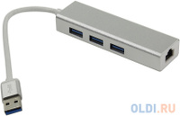 Greenconnect USB 3.0 Разветвитель на 3 порта + 10/100Mbps Ethernet Network metall