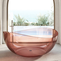Прозрачная ванна Abber Kristall AT9705Koralle Универсальная розовая