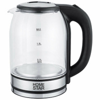 Чайник Homestar HS-1042 (1,8 л) стекло, пластик черный (105222) HOMESTAR