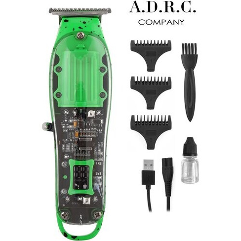 Профессиональный Триммер, для бороды, усов, аккумуляторный, машинка для стрижки волос, LED дисплей, зеленый A.D.R.C Comp