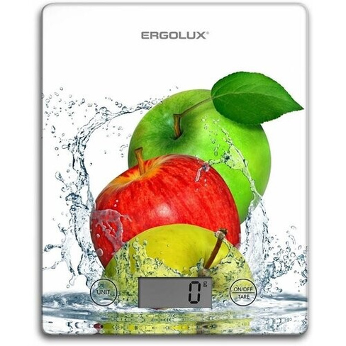 Весы кухонные ERGOLUX ELX-SK02-С01 до 5 кг, белый/яблоки Ergolux
