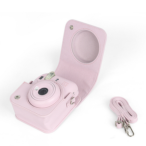 Сумка-футляр-чехол MyPads 2 в 1 из качественной импортной кожи для фотоаппарата Fujifilm Instax Mini 12 розовый