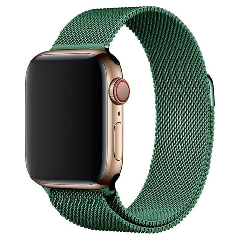 Сменный ремешок Apple Watch 38/40/41мм, зеленый металл миланская петля