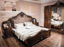 Спальня Джоконда 6-створчатый Шкаф, Кровать, Туалетный столик, Тумбочка, Зеркало, корень дуба глянец
