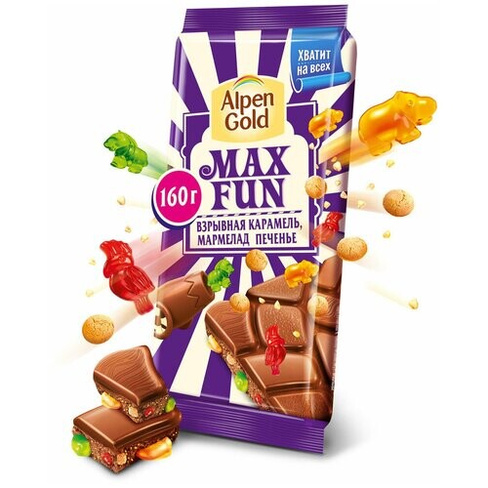 Шоколад Alpen Gold Max Fun молочный, 160 г