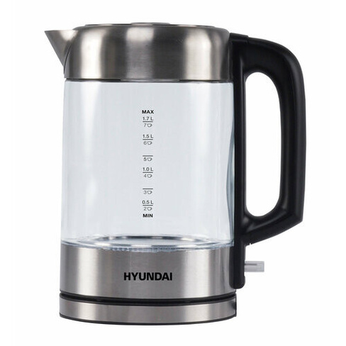 Чайник электрический Hyundai HYK-G6405 1.7л. 2200Вт черный/серебристый (корпус: стекло) HYUNDAI