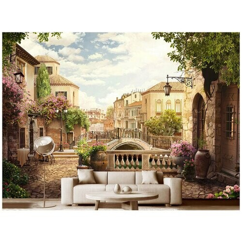 Фотообои на стену флизелиновые Модный Дом "Красивая улочка в Италии" 400x280 см (ШxВ), фотообои город