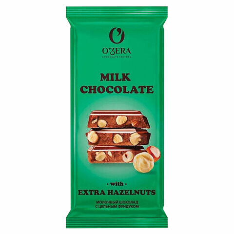 Шоколад O'ZERA Milk & Extra Hazelnut молочный с цельным фундуком 90 г ПШ526