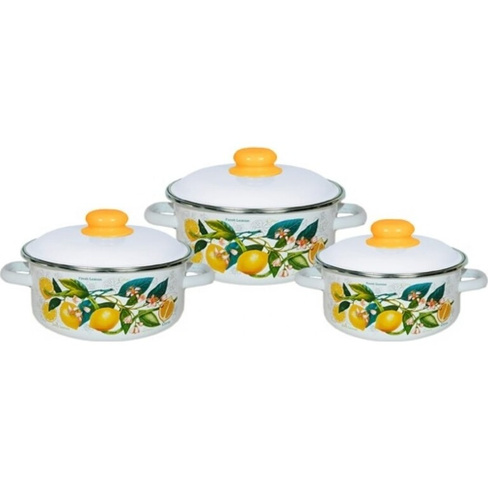 Эмалированный набор посуды СТАЛЬЭМАЛЬ 05 Лимоны в цвету