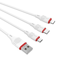 USB кабель 3в1 (Lightning, microUSB, Type-C) 1,0 м, белый BX17 "Borofone"